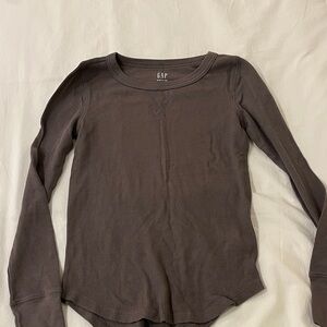 GAP Chocolate Ribbed Long Sleeve Shirt